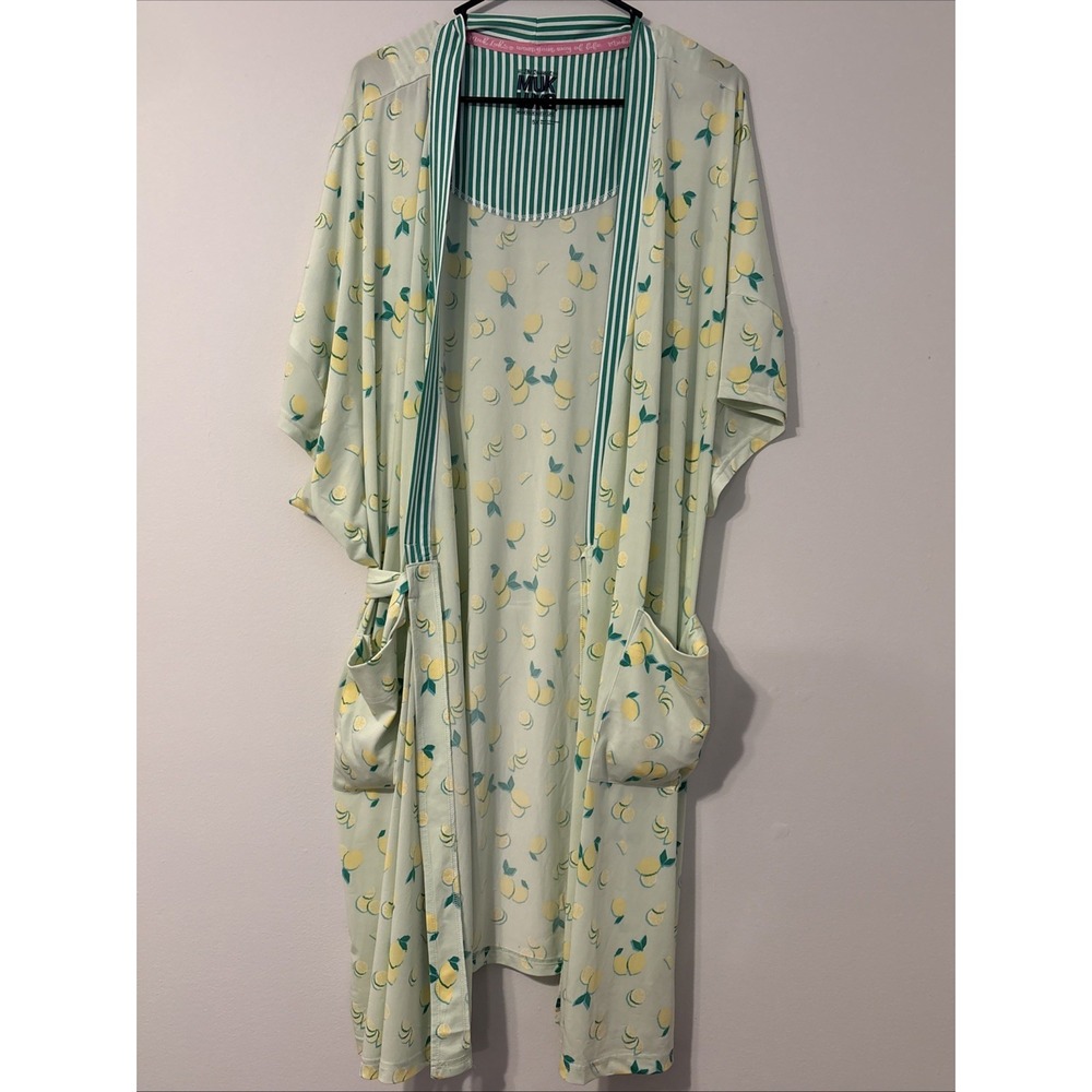 Muk Luks 5X 6X Lemon Robe Nightgown Set Plus Size Lounge Pajama NWOT